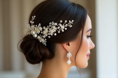 Elegant bridal updo hairstyle with decorative accessories
